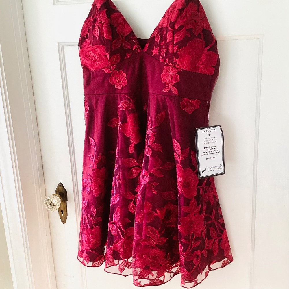 TRIXXI Womens Low Cut Spaghetti Strap V Neck Short Evening Fit+Flare Dress Sz 11 - Picture 5 of 16